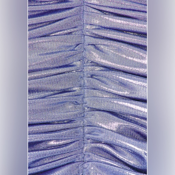 Long Sleeve Ruched Metallic Dress - Picture 4 of 12